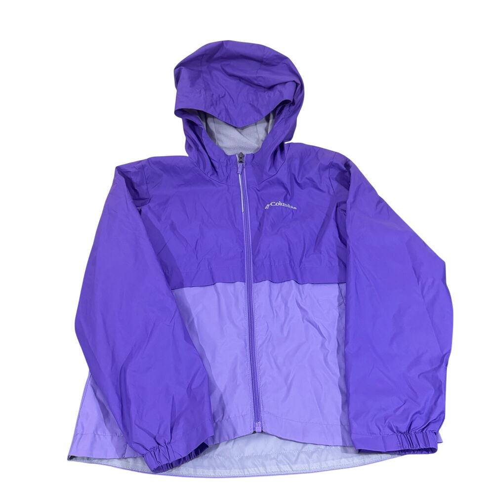 Columbia Girls Purple Hooded Fleece Lined Windbreaker Jacket Size M 10/12